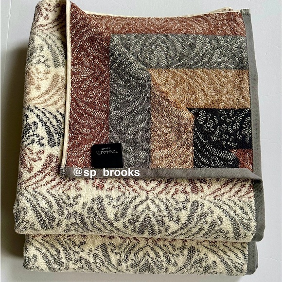 🎁8PC Tahari Bath Towel Set - Fall Multi Decorative Cotton Towels - COCOA/CHAL - Picture 3 of 13